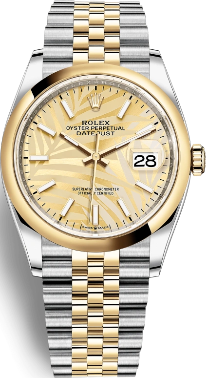 Rolex,Datejust 36 36mm,36mm,Yellow Gold,Stainless Steel,Champagne,Automatic,Day,70hours,126203,126203-0037