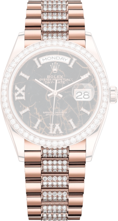 Rolex,Day-Date 36 36mm,36mm,Rose Gold,Black,Automatic,Date,Day,128345RBR,128345RBR-0045
