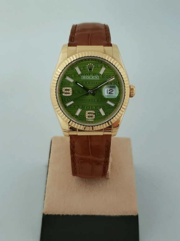 Rolex,Datejust 36 36mm,36mm,Yellow Gold,Green,Automatic,Day,48hours,116138