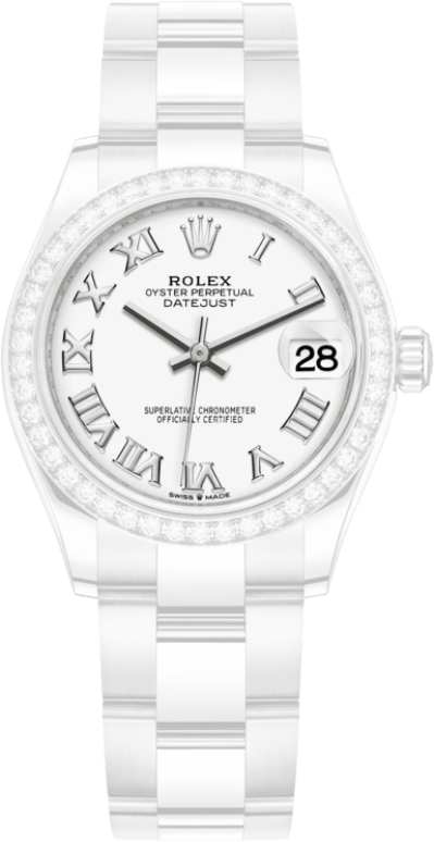 Rolex,Datejust 31 31mm,31mm,White Gold,Stainless Steel,White,Automatic,Day,55hours,278384RBR,278384RBR-0013