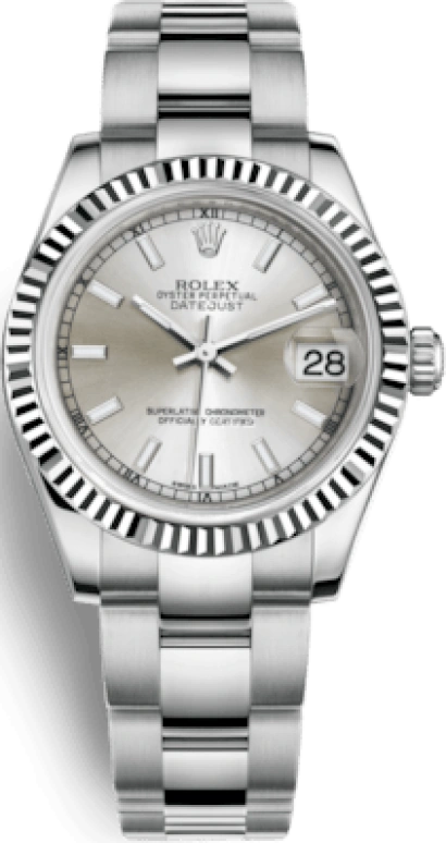Rolex,Datejust 31 31mm,31mm,White Gold,Stainless Steel,Silver,Automatic,Day,48hours,178274,178274-0025