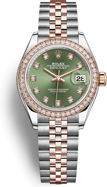 Rolex,Lady-Datejust 28mm,28mm,Everose Gold,Oystersteel,Green,Automatic,Day,55hours,279381RBR,279381RBR-0007