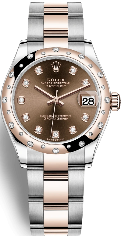 Rolex,Datejust 31 31mm,31mm,Rose Gold,Stainless Steel,Brown,Automatic,Day,55hours,278341RBR,278341RBR-0027