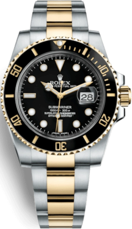 Rolex,Submariner 40mm,40mm,Stainless Steel,Yellow Gold,Black,Automatic,Day,48hours,116613LN,116613LN-0001