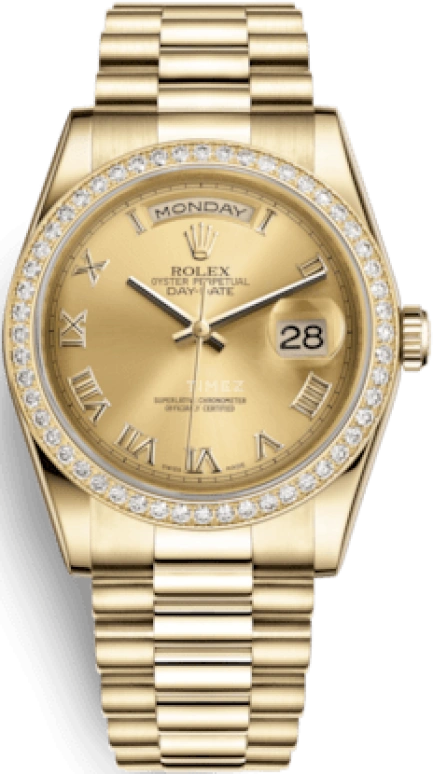 Rolex,Day-Date 36 36mm,36mm,Yellow Gold,Champagne,Automatic,Date,Day,118348,118348-0147