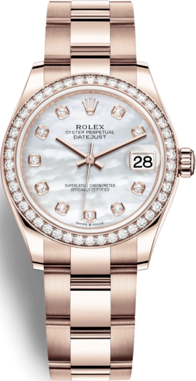Rolex,Datejust 31 31mm,31mm,Rose Gold,White,Automatic,Day,55hours,278285RBR,278285RBR-0011