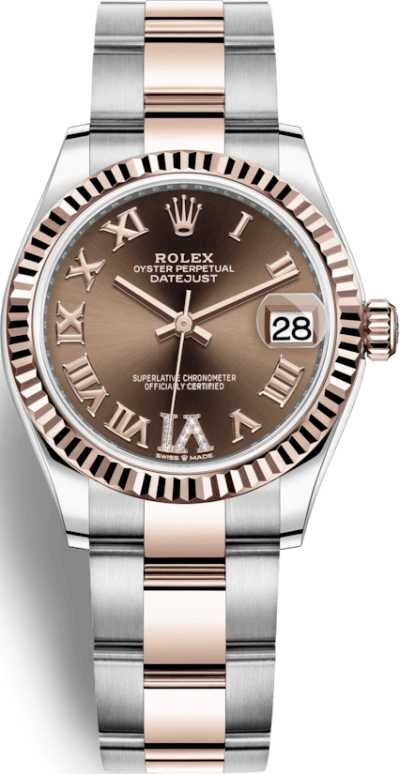 Rolex,Datejust 31 31mm,31mm,Rose Gold,Stainless Steel,Brown,Automatic,Day,55hours,278271,278271-0003