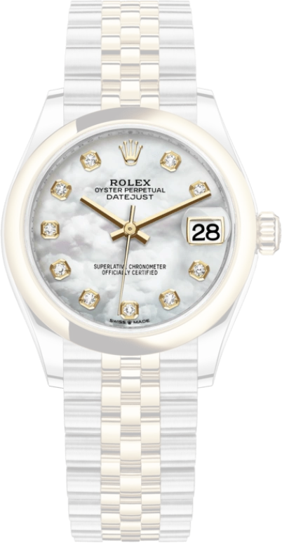 Rolex,Datejust 31 31mm,31mm,Yellow Gold,Stainless Steel,White,Automatic,Day,55hours,278243,278243-0028