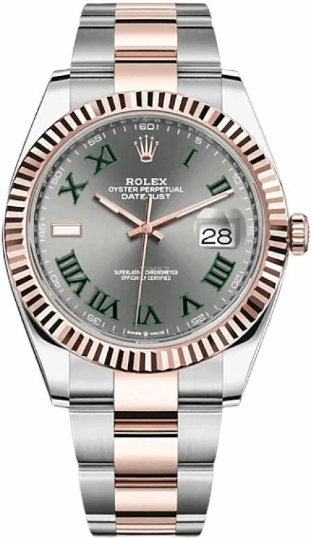 Rolex,Datejust 41 41mm,41mm,Rose Gold,Stainless Steel,Grey,Automatic,Day,70hours,126331,126331-0015