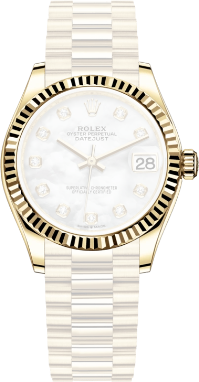 Rolex,Datejust 31 31mm,31mm,Yellow Gold,White,Automatic,Day,55hours,278278,278278-0010