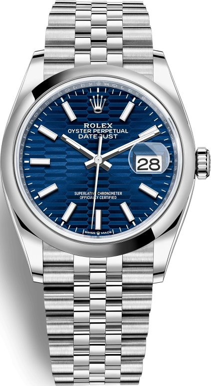 Rolex,Datejust 36 36mm,36mm,Stainless Steel,Blue,Automatic,Day,70hours,126200,126200-0021