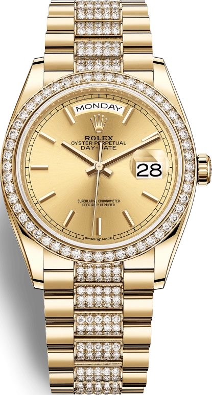 Rolex,Day-Date 36 36mm,36mm,Yellow Gold,Champagne,Automatic,Date,Day,128348RBR,128348RBR-0027