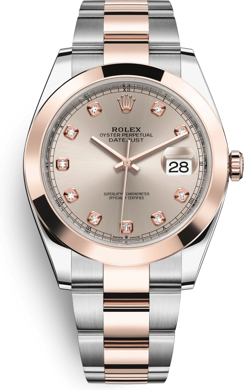 Rolex,Datejust 41 41mm,41mm,Rose Gold,Stainless Steel,Pink,Automatic,Day,70hours,126301,126301-0007
