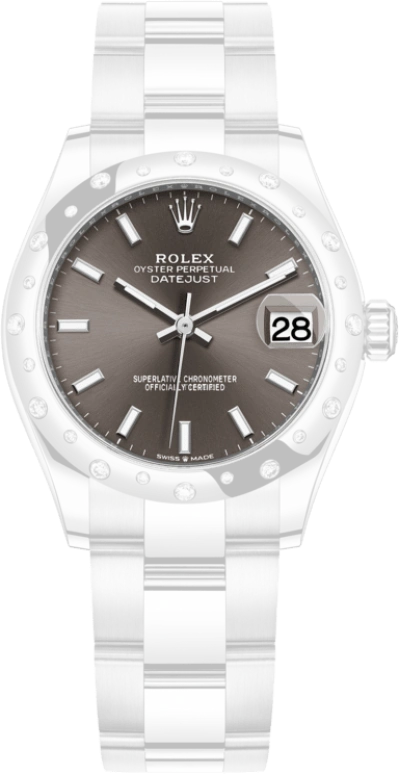 Rolex,Datejust 31 31mm,31mm,White Gold,Stainless Steel,Grey,Automatic,Day,55hours,278344RBR,278344RBR-0017