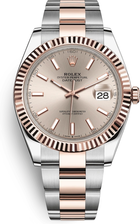 Rolex,Datejust 41 41mm,41mm,Rose Gold,Stainless Steel,Pink,Automatic,Day,70hours,126331,126331-0009