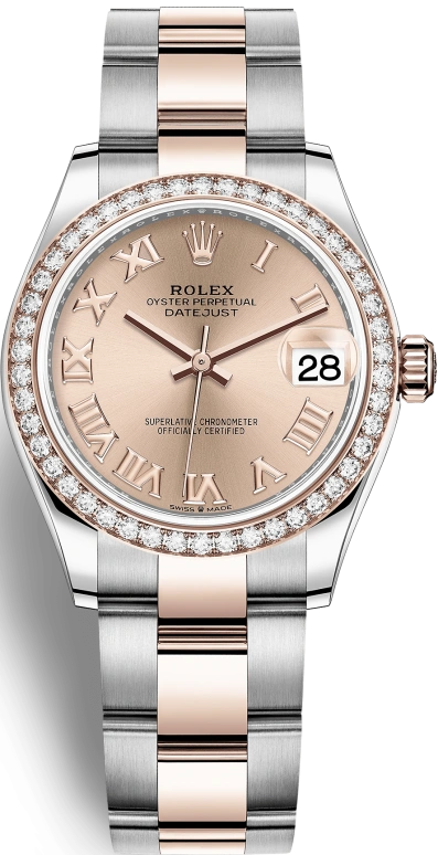 Rolex,Datejust 31 31mm,31mm,Rose Gold,Stainless Steel,Rose Gold,Pink,Automatic,Day,55hours,278381RBR,278381RBR-0001