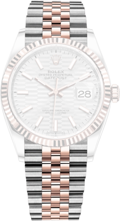 Rolex,Datejust 36 36mm,36mm,Rose Gold,Stainless Steel,Silver,Automatic,Day,70hours,126231,126231-0033