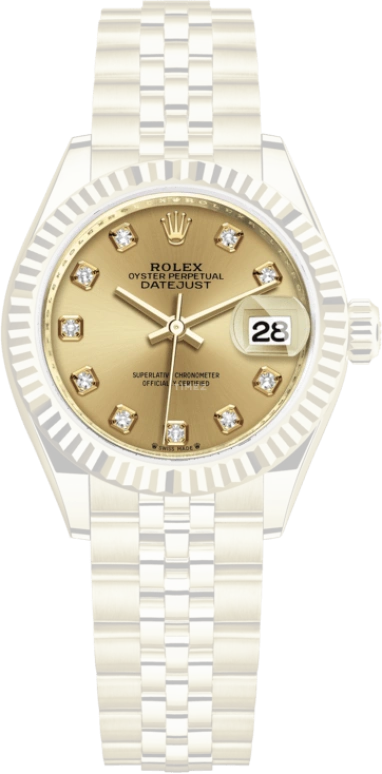 Rolex,Lady-Datejust 28mm,28mm,Yellow Gold,Champagne,Automatic,Day,55hours,279178,279178-0024