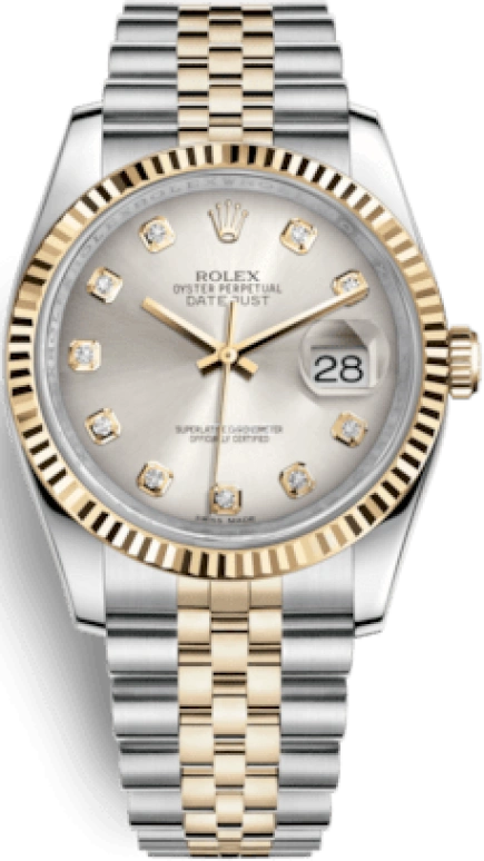 Rolex,Datejust 36 36mm,36mm,Yellow Gold,Stainless Steel,Silver,Automatic,Day,48hours,116233,116233-0157