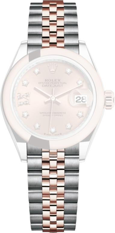 Rolex,Lady-Datejust 28mm,28mm,Rose Gold,Stainless Steel,Pink,Automatic,Day,55hours,279161,279161-0027