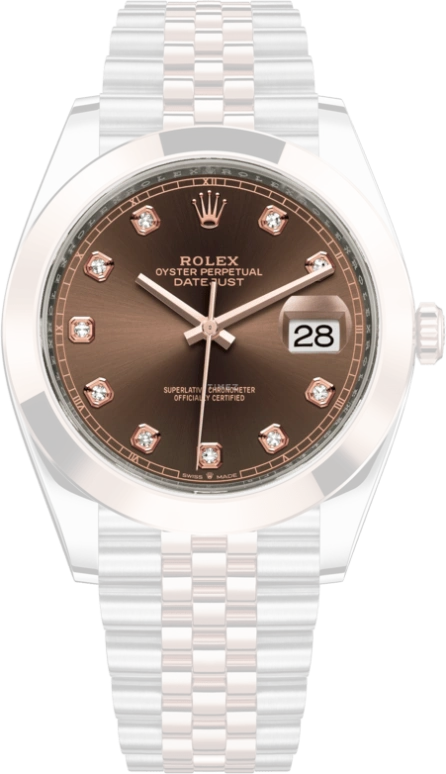 Rolex,Datejust 41 41mm,41mm,Rose Gold,Stainless Steel,Brown,Automatic,Day,70hours,126301,126301-0004
