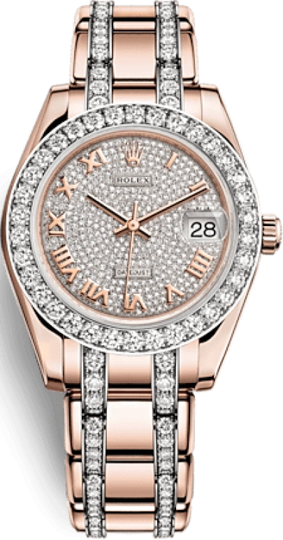 Rolex,Pearlmaster 34mm,34mm,Rose Gold,Silver,Automatic,Day,48hours,81285,81285-0013