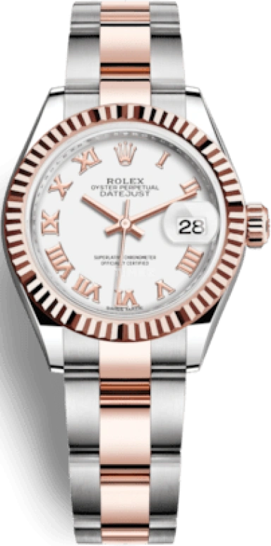 Rolex,Lady-Datejust 28mm,28mm,Everose Gold,Oystersteel,White,Automatic,Day,55hours,279171,279171-0022