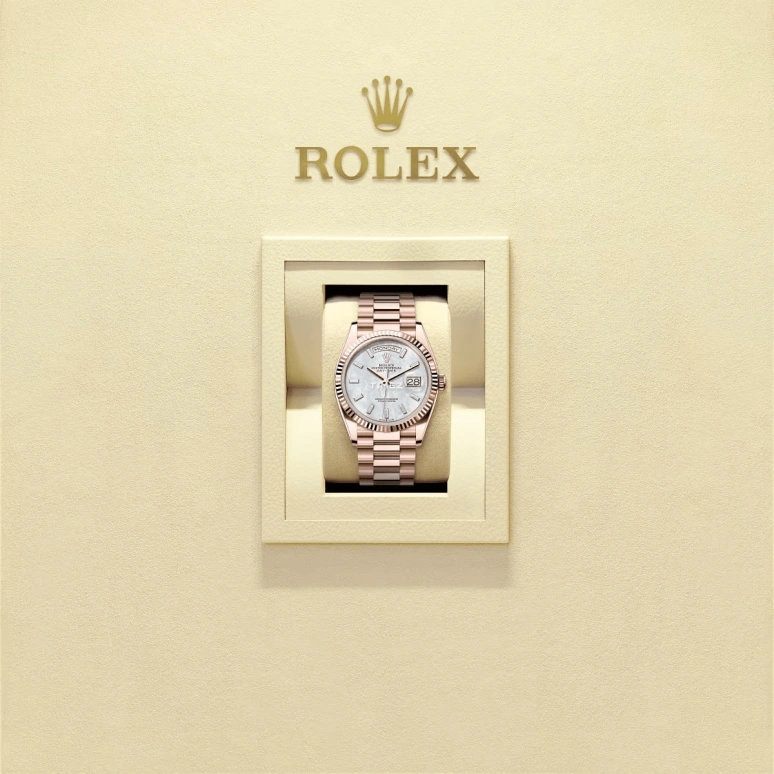Rolex,Day-Date 36 36mm,36mm,Everose Gold,Silver White,Automatic,Date,Day,128235,128235-0078
