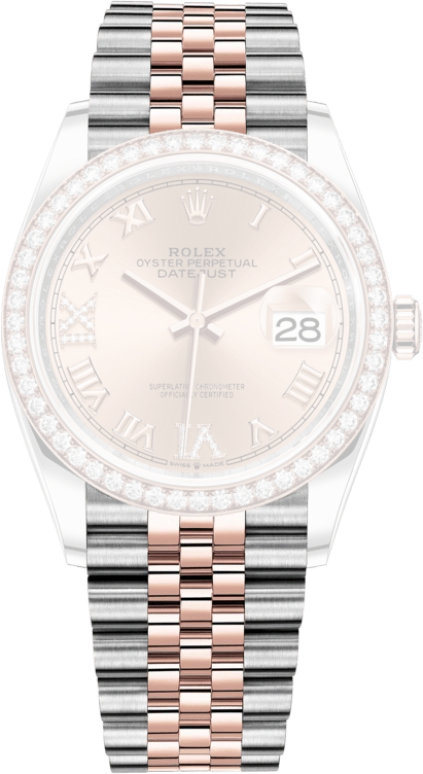Rolex,Datejust 36 36mm,36mm,Rose Gold,Stainless Steel,Rose,Automatic,Day,70hours,126281RBR,126281RBR-0015