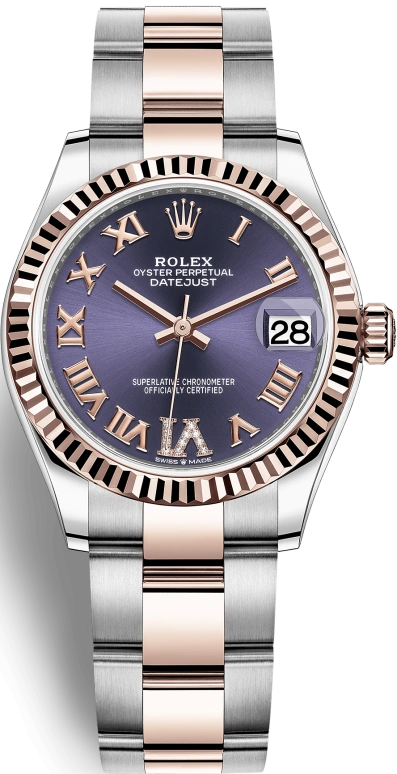 Rolex,Datejust 31 31mm,31mm,Rose Gold,Stainless Steel,Purple,Automatic,Day,55hours,278271,278271-0019