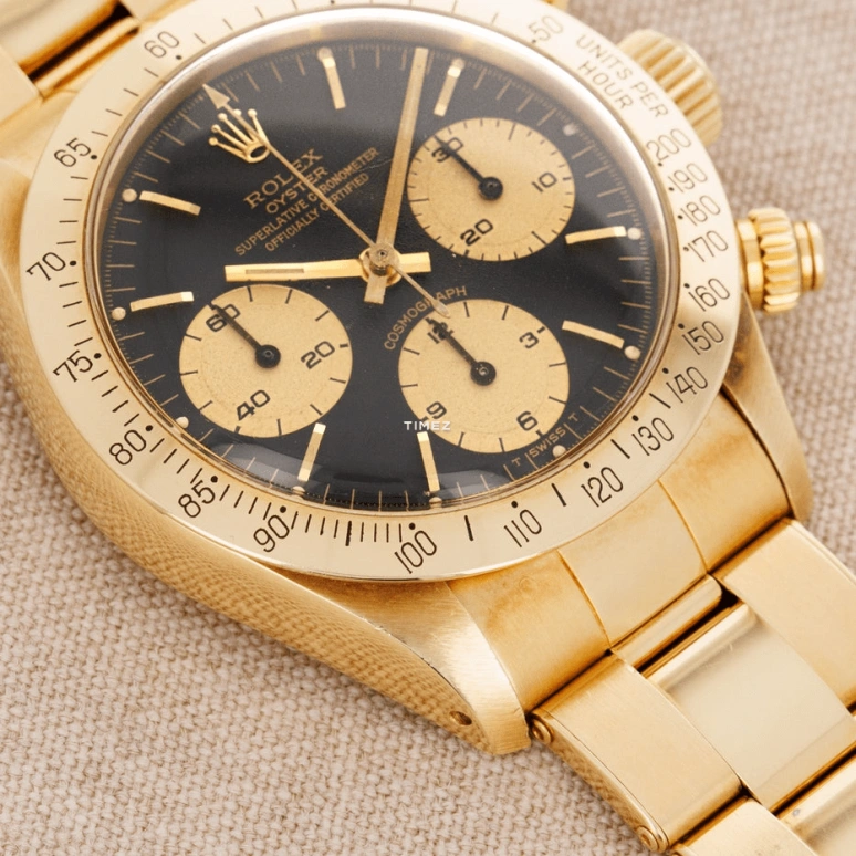 Rolex,Daytona 37mm,37mm,Yellow Gold,Black,Handwound,Chronograph,48hours,6265,6265-Black Dial