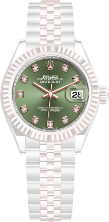 Rolex,Lady-Datejust 28mm,28mm,Rose Gold,Stainless Steel,Green,Automatic,Day,55hours,279171,279171-0007