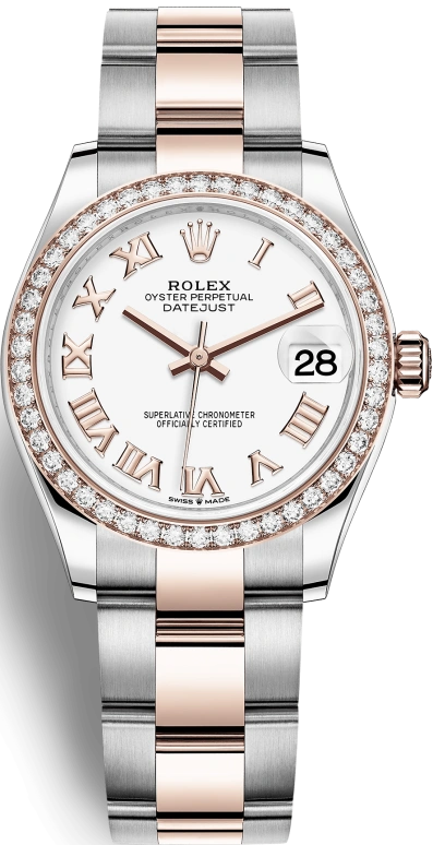 Rolex,Datejust 31 31mm,31mm,Rose Gold,Stainless Steel,White,Automatic,Day,55hours,278381RBR,278381RBR-0003
