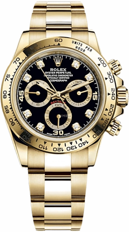 Rolex,Daytona 40mm,40mm,Yellow Gold,Black,Automatic,Chronograph,Column Wheel,116508,116508-0016