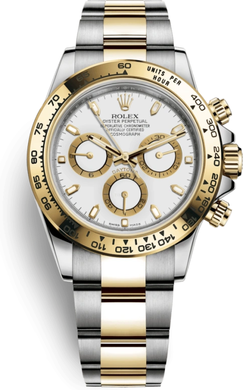 Rolex,Daytona 40mm,40mm,Yellow Gold,Stainless Steel,White,Automatic,Chronograph,Column Wheel,116503,116503-0001