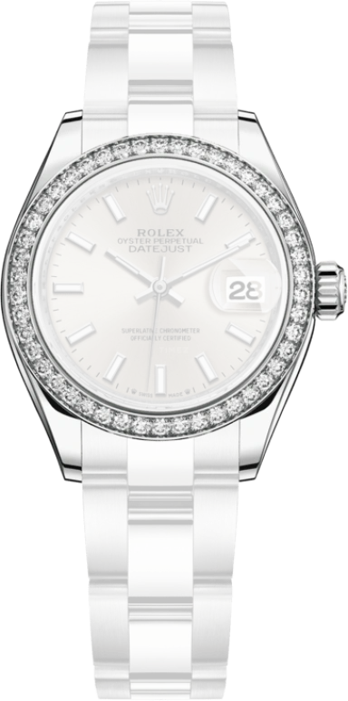 Rolex,Lady-Datejust 28mm,28mm,White Gold,Stainless Steel,Silver,Automatic,Day,55hours,279384RBR,279384RBR-0008