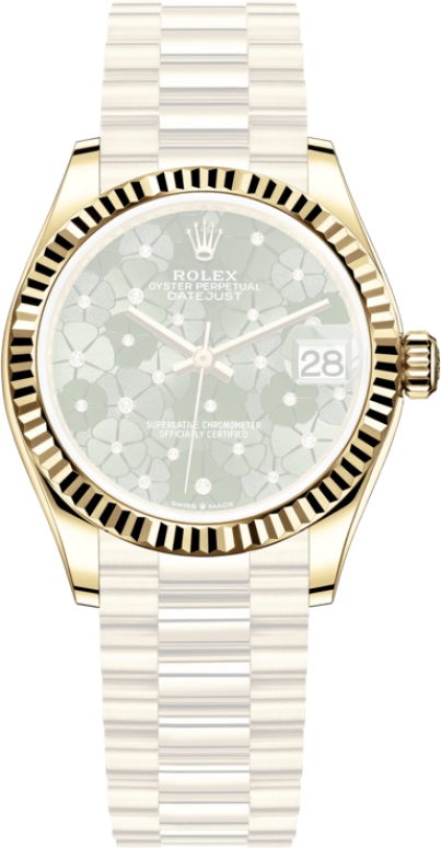 Rolex,Datejust 31 31mm,31mm,Yellow Gold,Green,Automatic,Day,55hours,278278,278278-0046