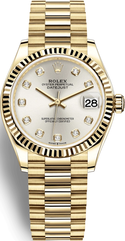 Rolex,Datejust 31 31mm,31mm,Yellow Gold,Silver,Automatic,Day,55hours,278278,278278-0034
