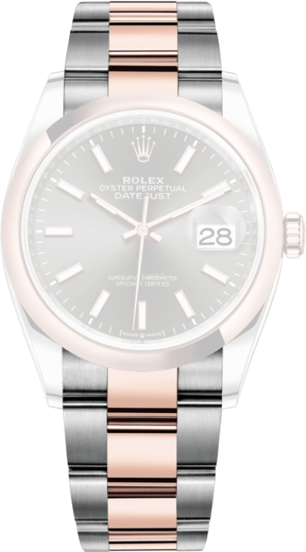 Rolex,Datejust 36 36mm,36mm,Rose Gold,Stainless Steel,Grey,Automatic,Day,70hours,126201,126201-0014
