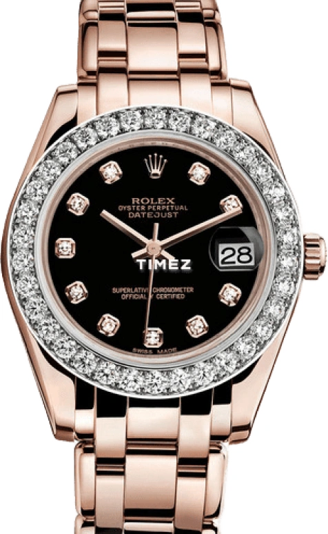 Rolex,Pearlmaster 34mm,34mm,Rose Gold,Black,Automatic,Day,55hours,81285,81285-0025