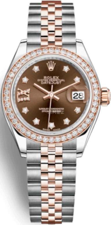 Rolex,Lady-Datejust 28mm,28mm,Rose Gold,Stainless Steel,Brown,Automatic,Day,55hours,279381RBR,279381RBR-0003