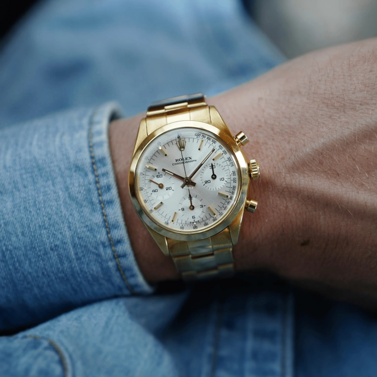 Rolex,Daytona 37mm,37mm,Yellow Gold,Silver White,White,Handwound,Chronograph,In-house Caliber,6238 White
