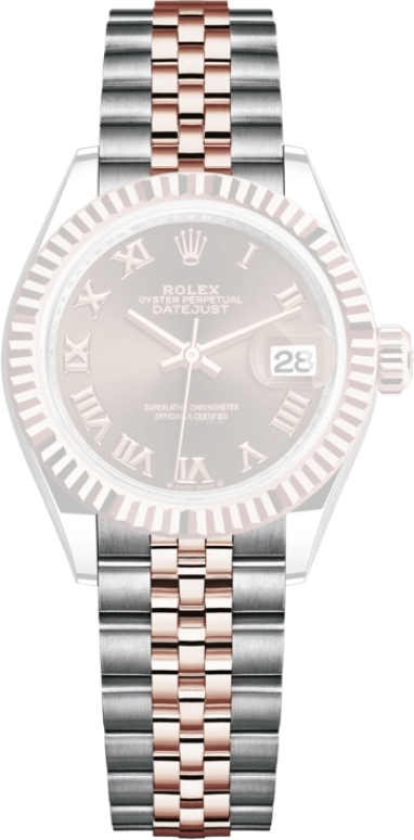 Rolex,Lady-Datejust 28mm,28mm,Rose Gold,Stainless Steel,Brown,Automatic,Day,55hours,279171,279171-0009