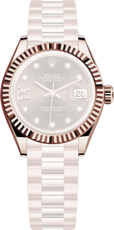 Rolex,Lady-Datejust 28mm,28mm,Everose Gold,Brown,Automatic,Day,55hours,279175,279175-0002