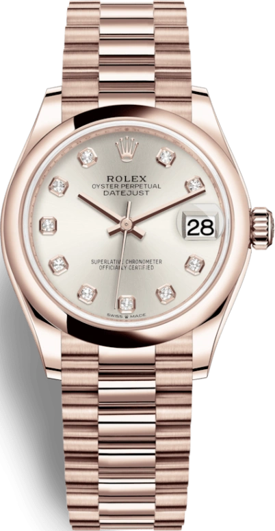 Rolex,Datejust 31 31mm,31mm,Rose Gold,Silver,Automatic,Day,55hours,278245,278245-0038