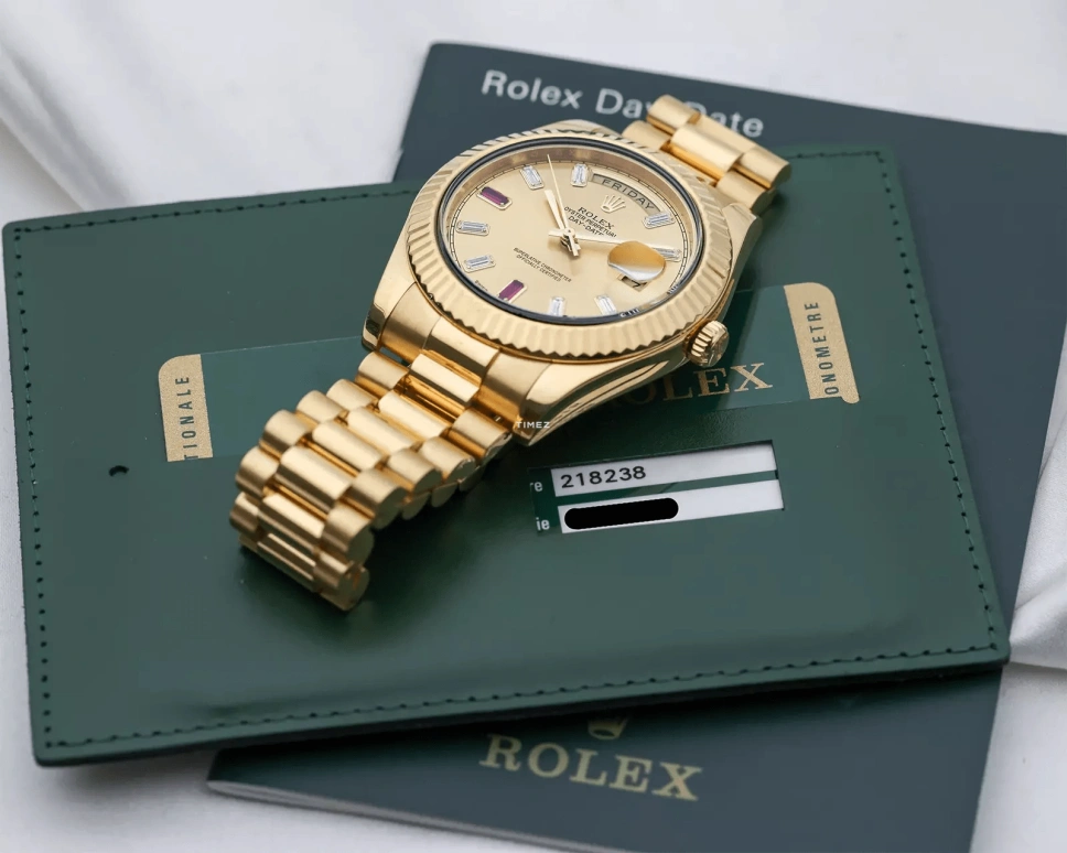 Rolex,Day-Date II 41mm,41mm,Yellow Gold,Gold,Automatic,48hours,In-house Caliber,218238 Ruby
