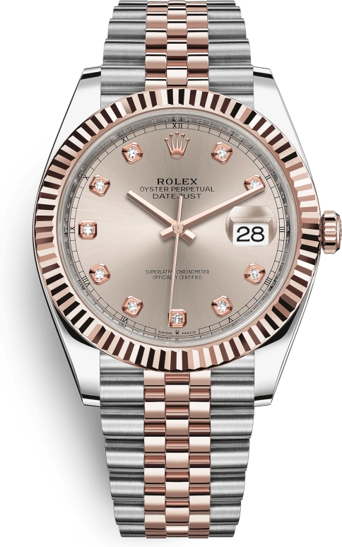 Rolex,Datejust 41 41mm,41mm,Rose Gold,Stainless Steel,Pink,Automatic,Day,70hours,126331,126331-0008