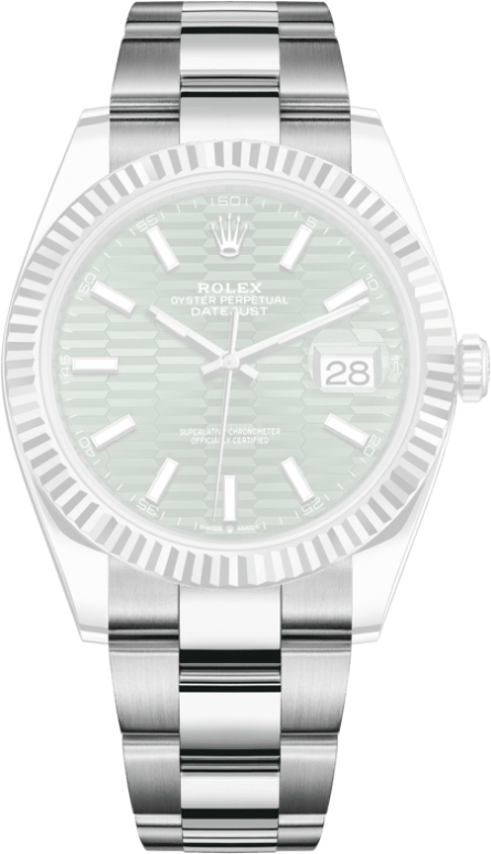 Rolex,Datejust 41 41mm,41mm,White Gold,Stainless Steel,Green,Automatic,Day,70hours,126334,126334-0029