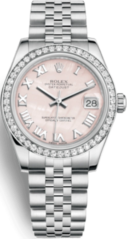 Rolex,Datejust 31 31mm,31mm,White Gold,Stainless Steel,Pink,Automatic,Day,48hours,178384,178384-0028