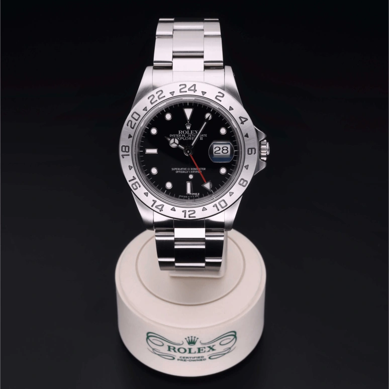 Rolex,Explorer II 40mm,40mm,Stainless Steel,Black,Automatic,Day,Dule Time,16570,16570-0002